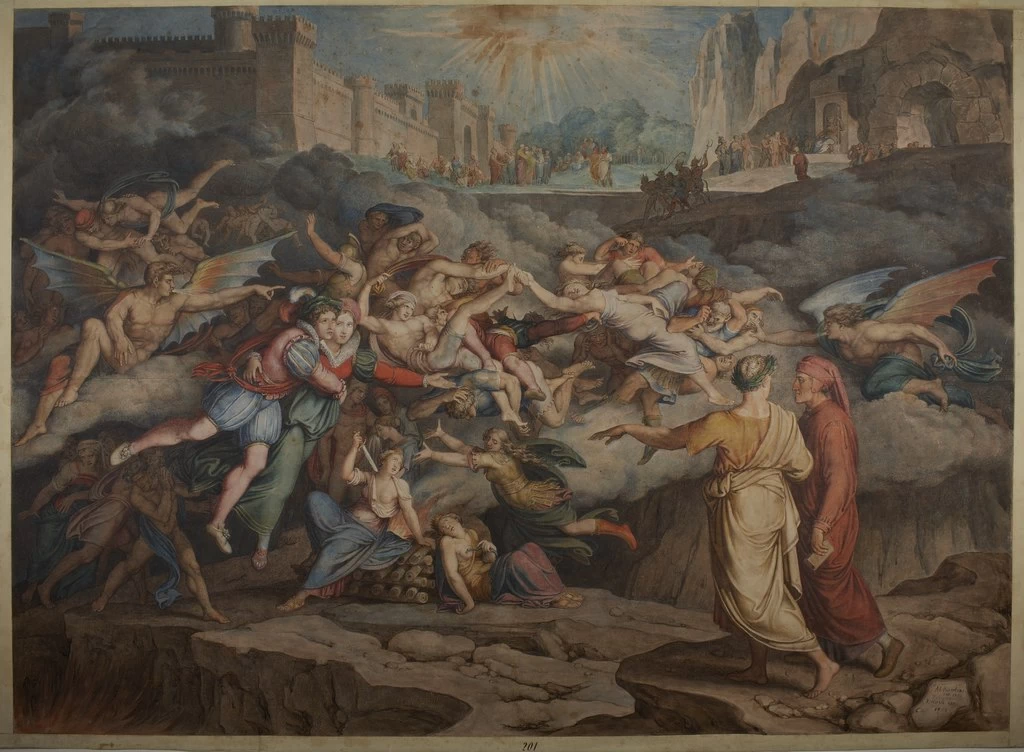 Dante e Virgilio nel secondo cerchio dell'Inferno - Thorvaldsens Museum, Copenaghen